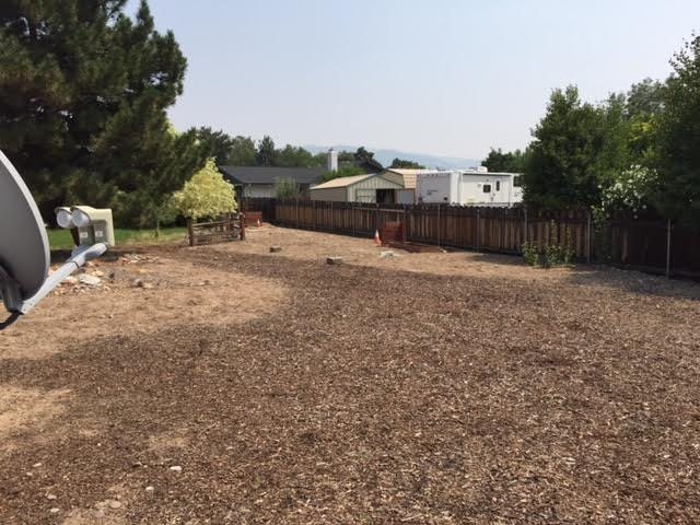 After: the same lot cleared of weeds down to clean bare ground