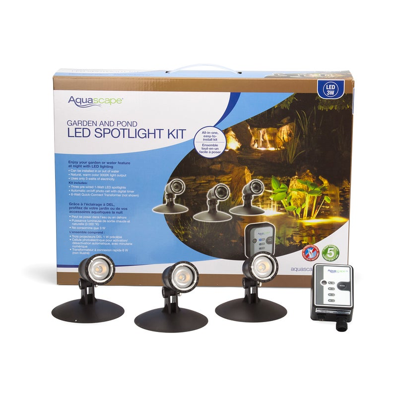 Pond and Landscape LED 3-Light Spotlight Kit with Transformer and Photocell Timer Item Number 84030